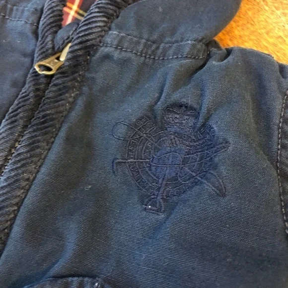 Ralph Lauren Blue Hooded Jacket w/ plaid lining